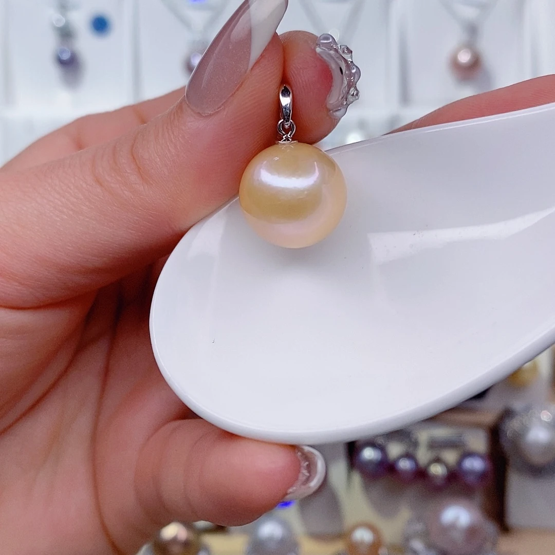 淡水珍珠银S925镶嵌吊坠(赠链)14➕