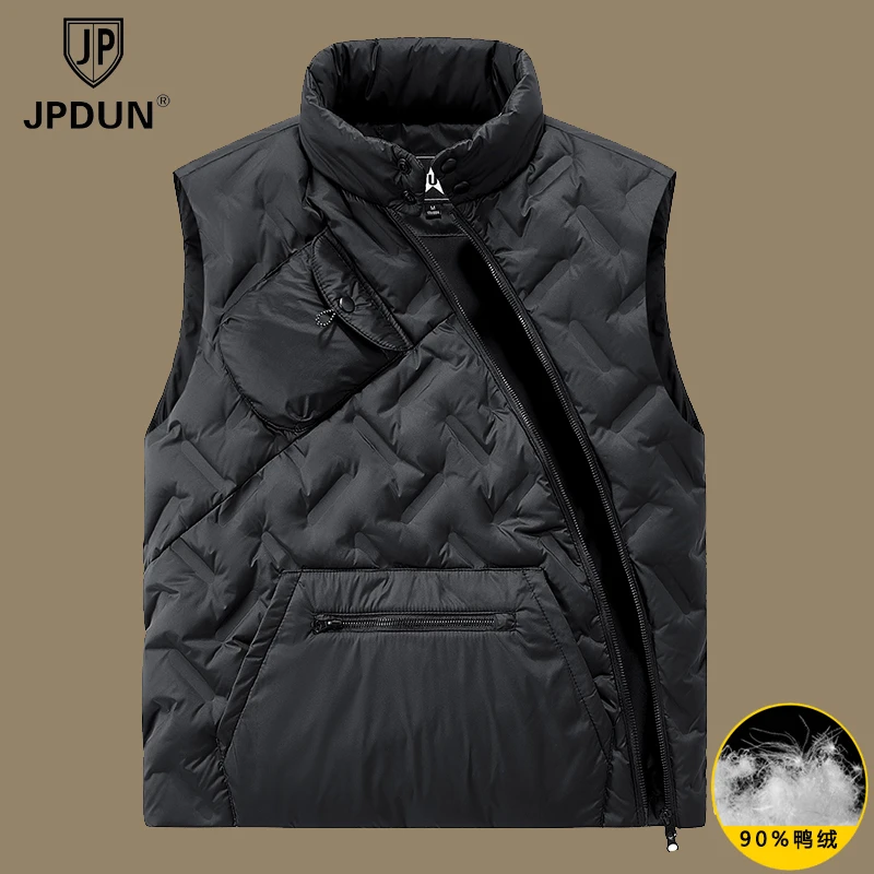JPDUN轻薄羽绒服马夹男斜襟短款新款秋冬季内搭外穿马甲背心内胆