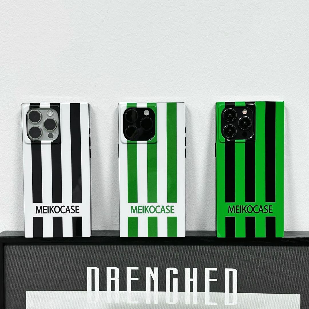 MEIKOCASE 夏季运动条纹方形手机壳适用苹果17promax16全包15防摔