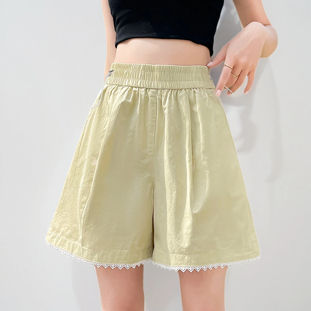 小个子夏季新款孕妇蕾丝花边休闲短裤百搭宽松显瘦阔腿五分裤热裤