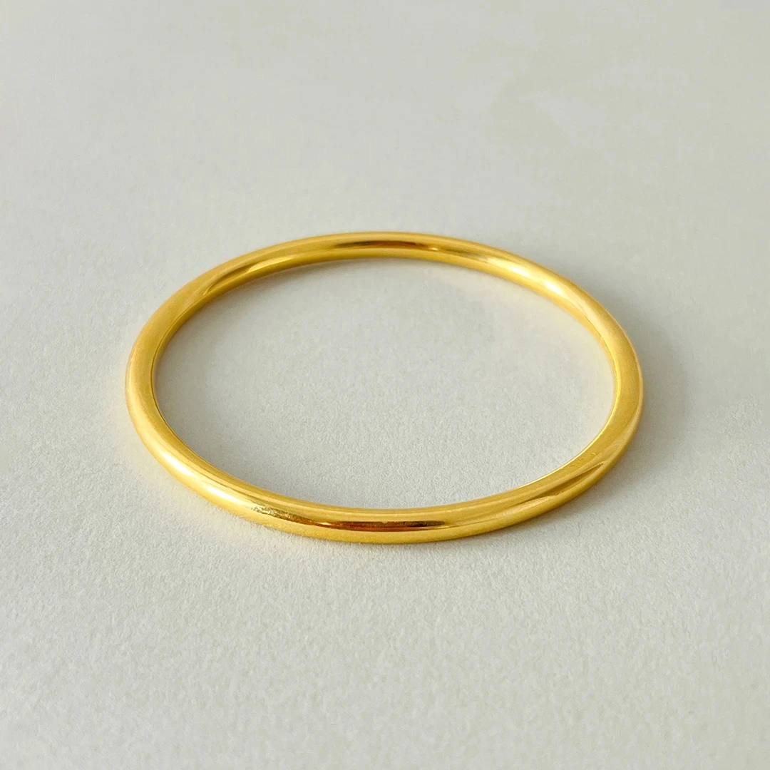 足银手镯 足银999亮面素圈手镯女士手环简约时尚百搭光面经典百搭