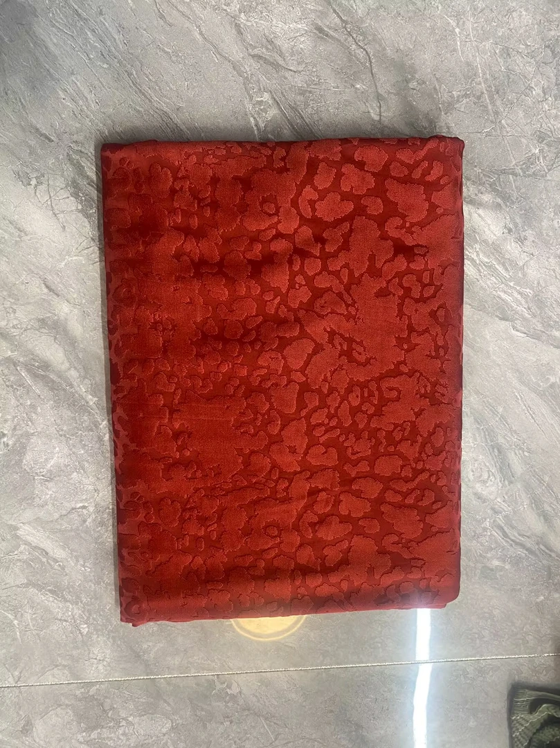 春秋新款高品质针织面料兰精醋酸棉砖红色豹纹柔软亲肤