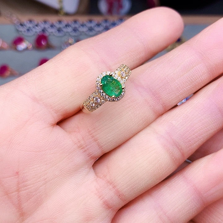 银S925镶嵌祖母绿戒指