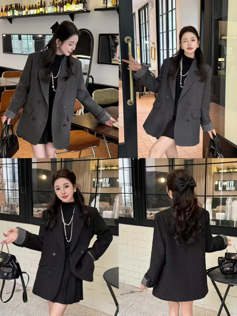 【锦衣服饰】YZY 28187双排扣亮片羽绒西装