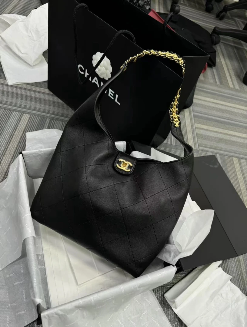 未使用 Chanel/香奈儿 25p 黑金嬉皮hobo小号 大全套 拍下送鉴定