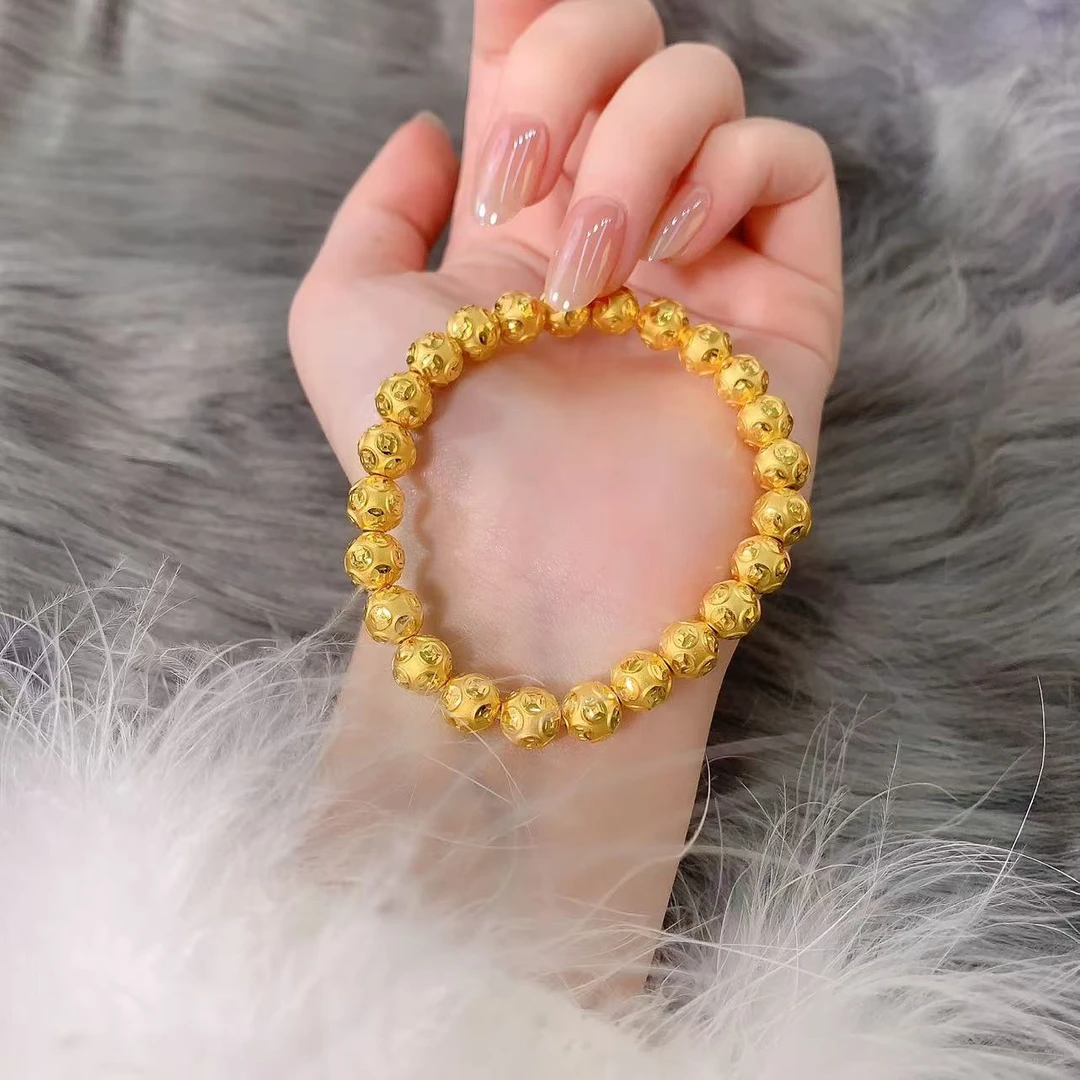 【伟新源】足金999  硬金工艺 铜钱珠手串14.74克