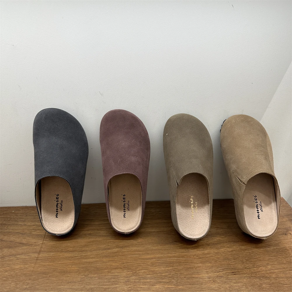 6998-5平底包头半托勃肯女鞋外穿新款圆头厚底懒人鞋博肯鞋子