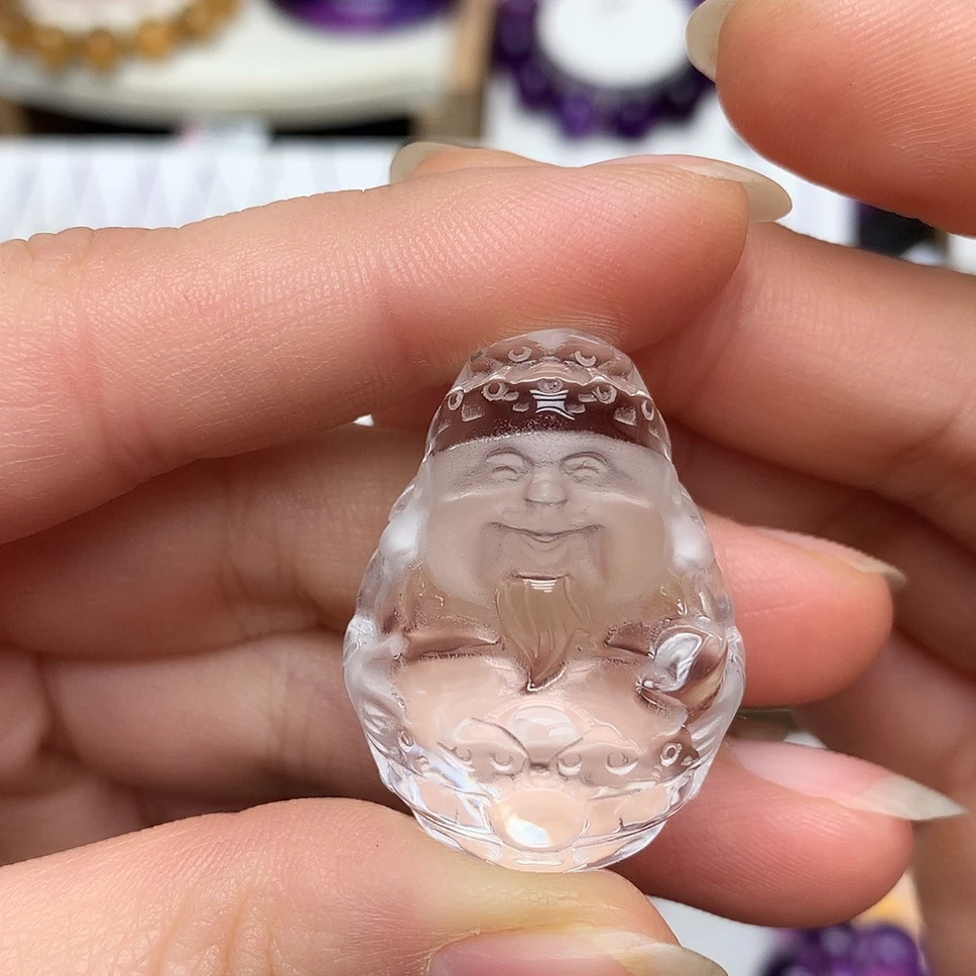 珠宝半成品未镶嵌水晶L 财神雕刻件