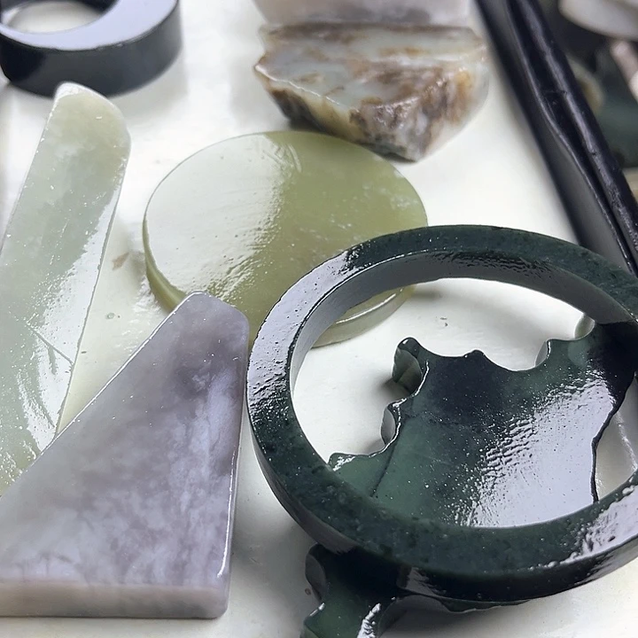 和田玉（糖玉）和田玉边角料9K金镶嵌老*