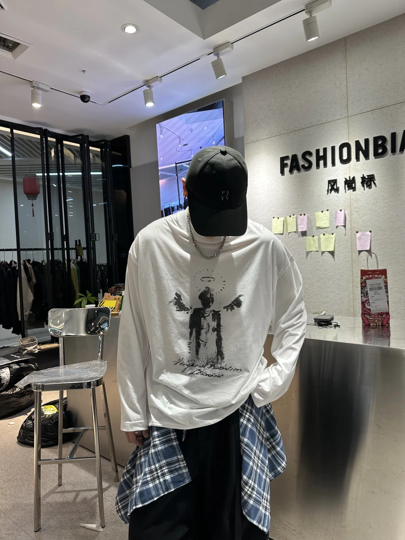 夏款做旧天使防晒长T