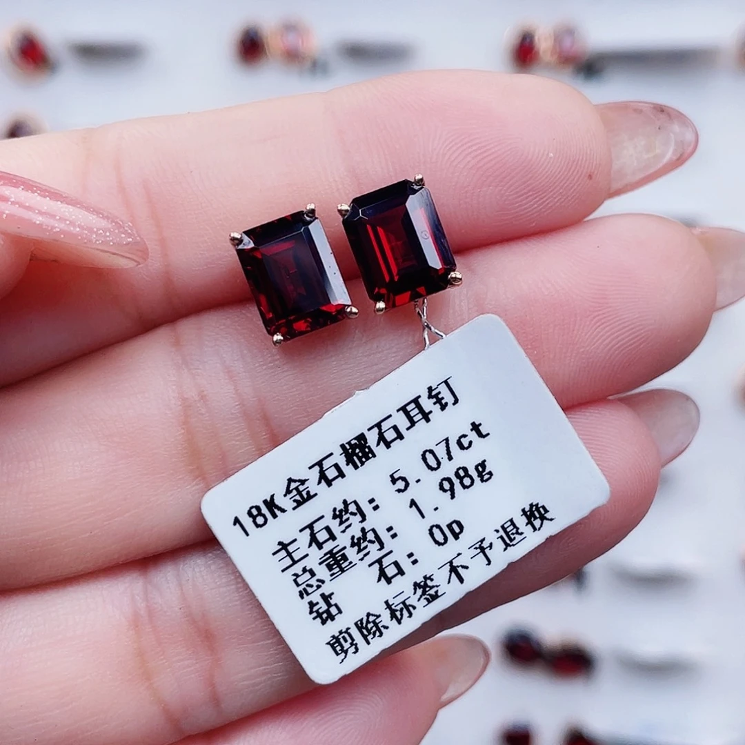 耳饰石榴石18K金镶嵌