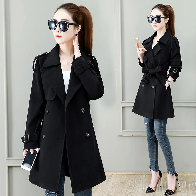 2025春秋新款小个子垂感气质大衣女装英伦风中长款显瘦风衣外套女
