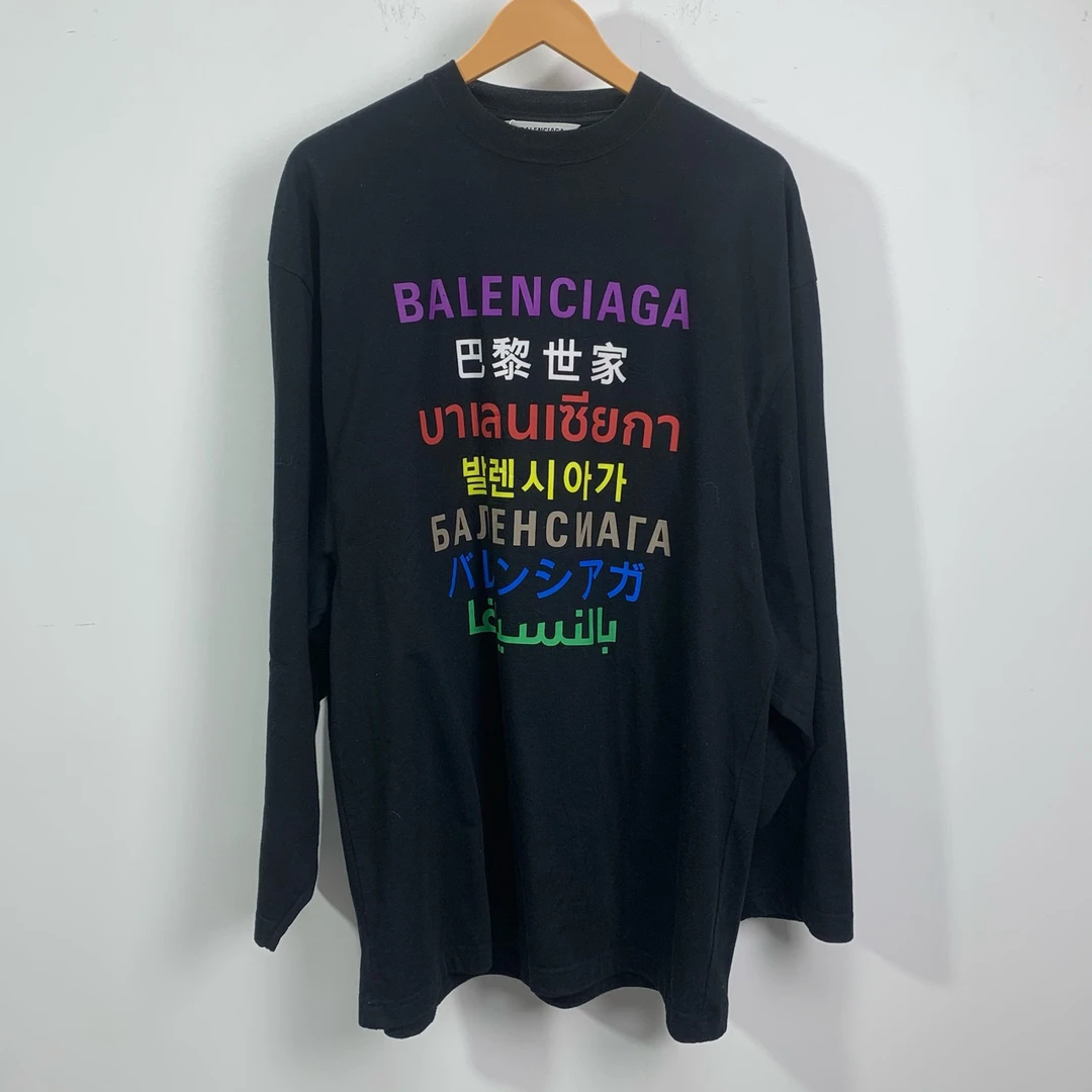 99新 Balenciaga/巴黎世家 黑色经典七国语言长袖款xxs码 #2292
