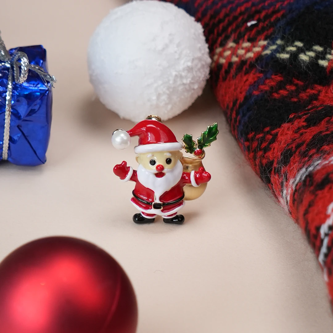 黄铜珐琅胸针 【圣诞老人】珐琅滴釉胸针童趣可爱圣诞礼物初雪