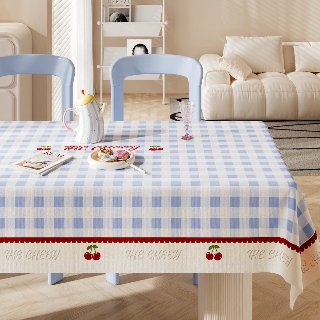 小清新桌布又防烫防油防水pvc格子餐桌垫长方形高级感茶几桌垫布