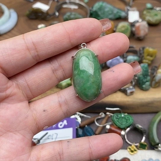 翡翠银S925镶嵌颈饰017