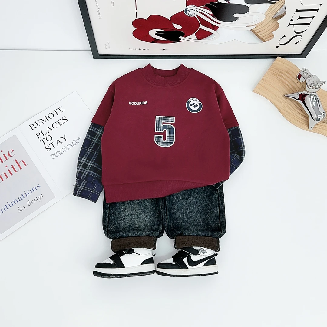 儿童卫衣加绒款长袖2025新款秋冬装男童 WGZ425 悠悠童话童装