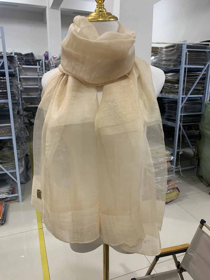 C226微瑕 香槟色  桑蚕丝羊毛围巾丝巾披肩70*180