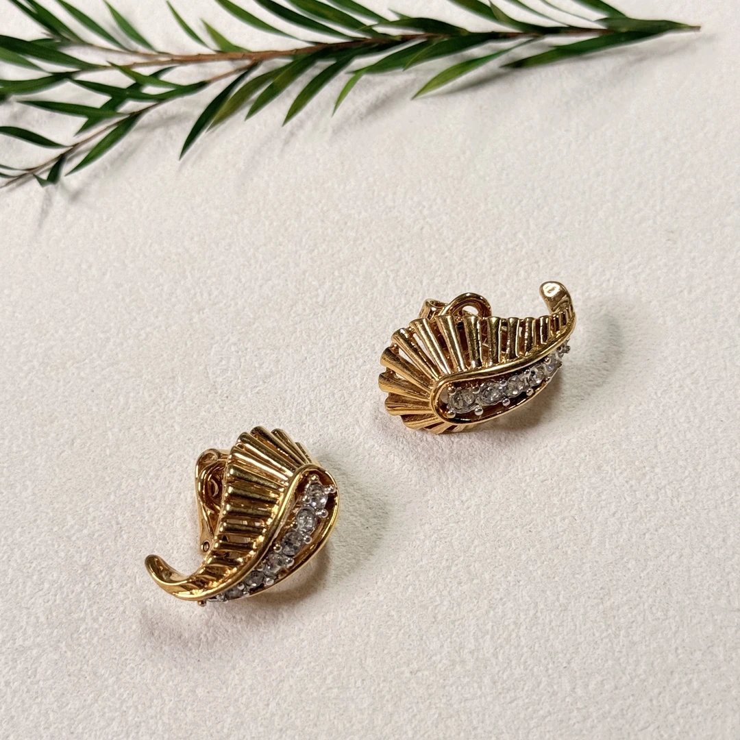 铜合金合成锆石耳饰 【六六中古】孤品复古耳夹ap8016