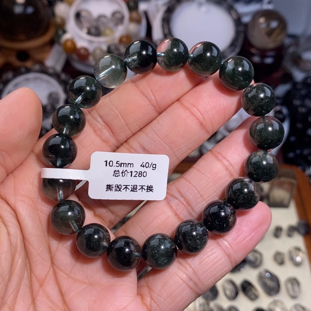 水晶手链未镶嵌绿幽灵聚宝盆10.5mm全透体