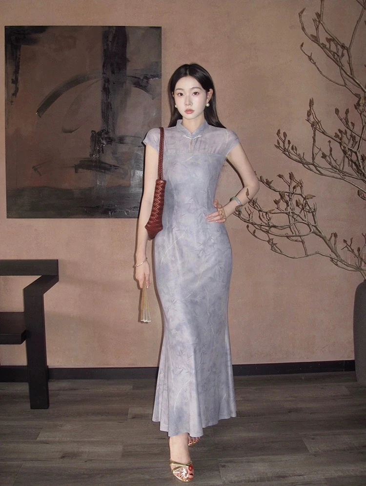 【江南柳】新中式国风温婉改良旗袍连衣裙女夏季显瘦长裙