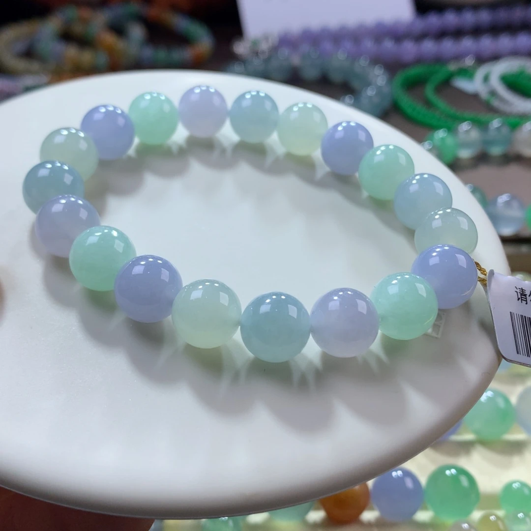 翡翠手链未镶嵌胶润幻彩卡10