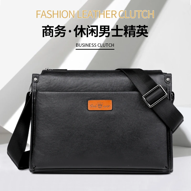 全植鞣牛皮单肩斜挎包男士单肩背包大容量多隔层真皮男包商务