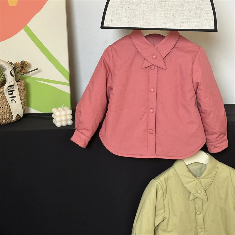 【现货】女童冬装棉服新款中大童儿童时尚纯棉夹棉衬衫小女孩棉衣