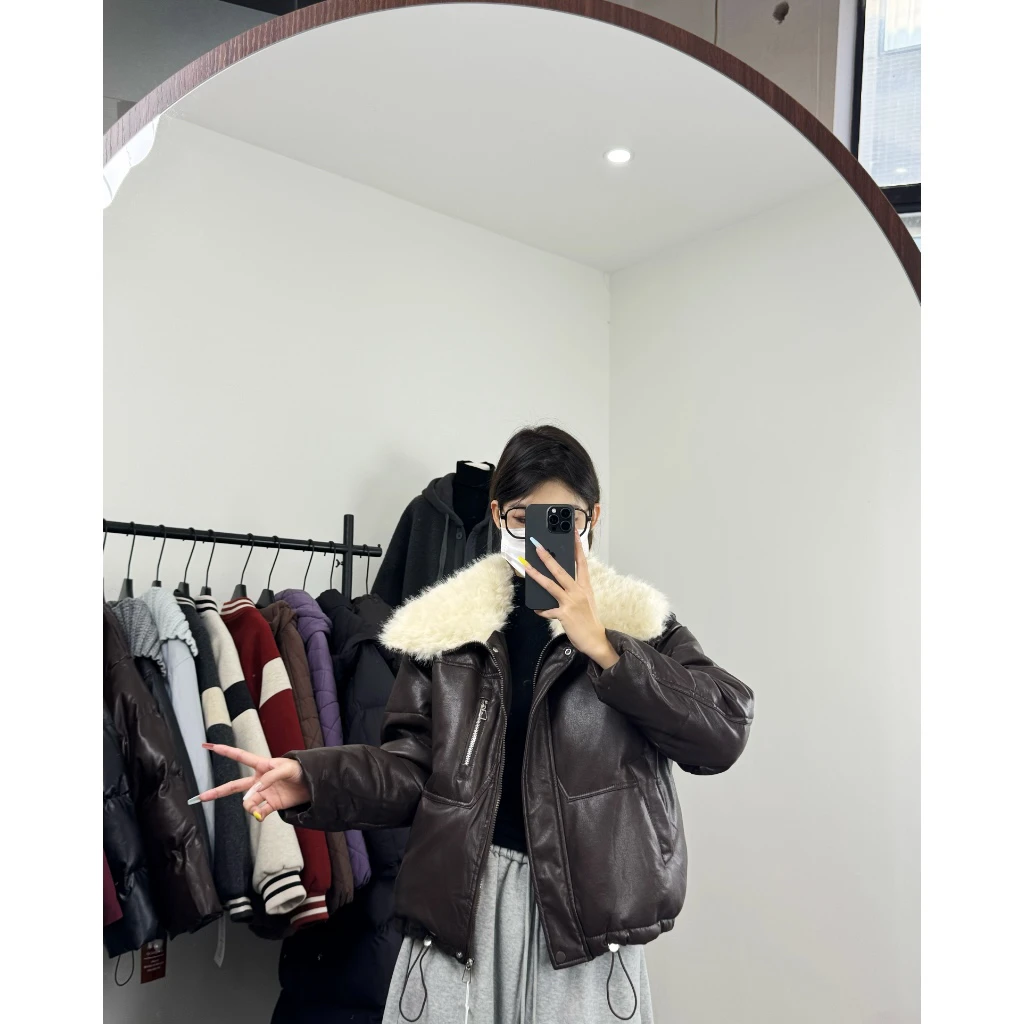 大毛领～大片毛毛加厚保暖百搭加厚羽羽棉外套