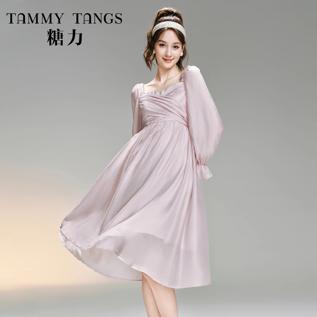 2243【马琦尧专属】糖力混纺连衣裙女秋TWEQQ52243