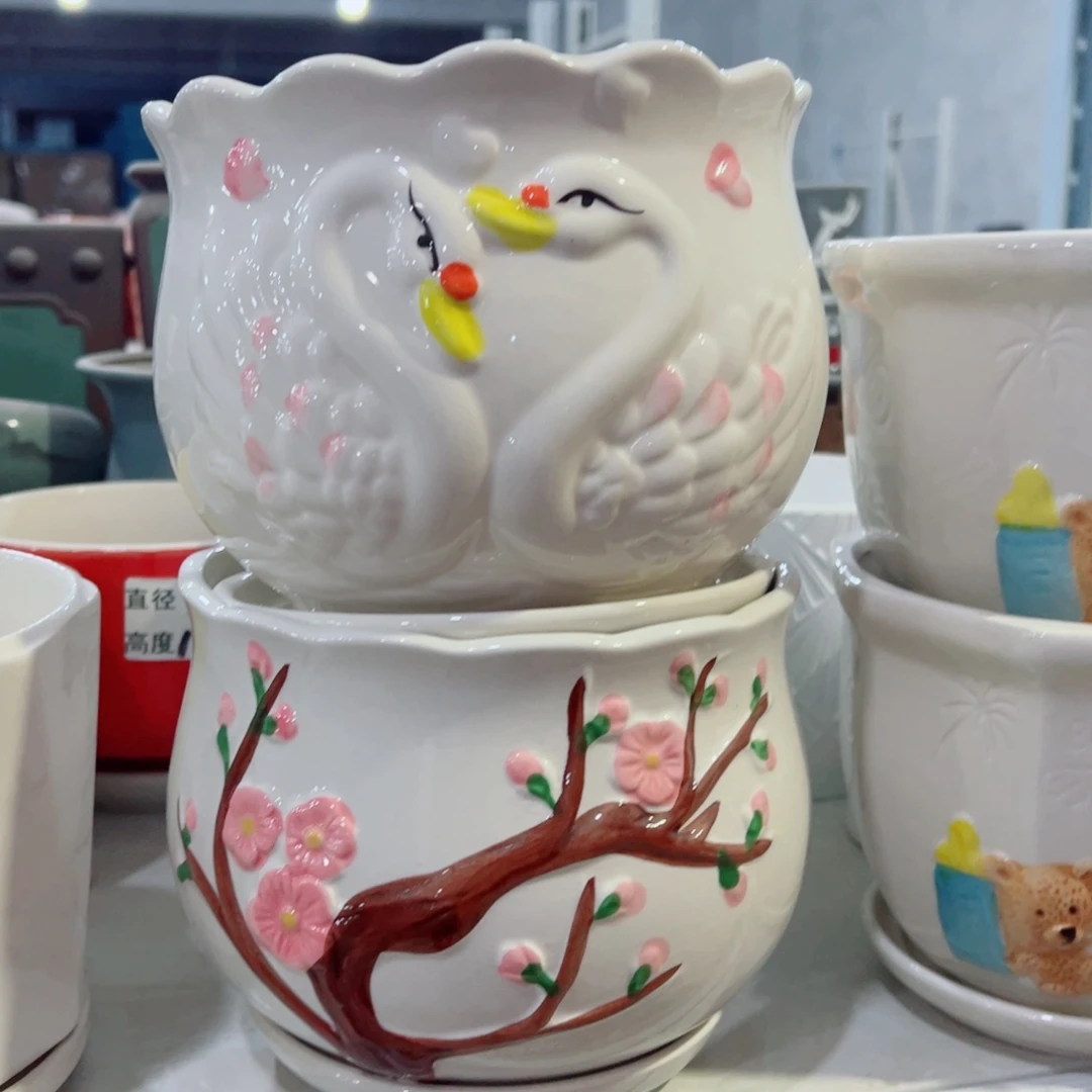 有孔，陶瓷花盆满10米包邮发货