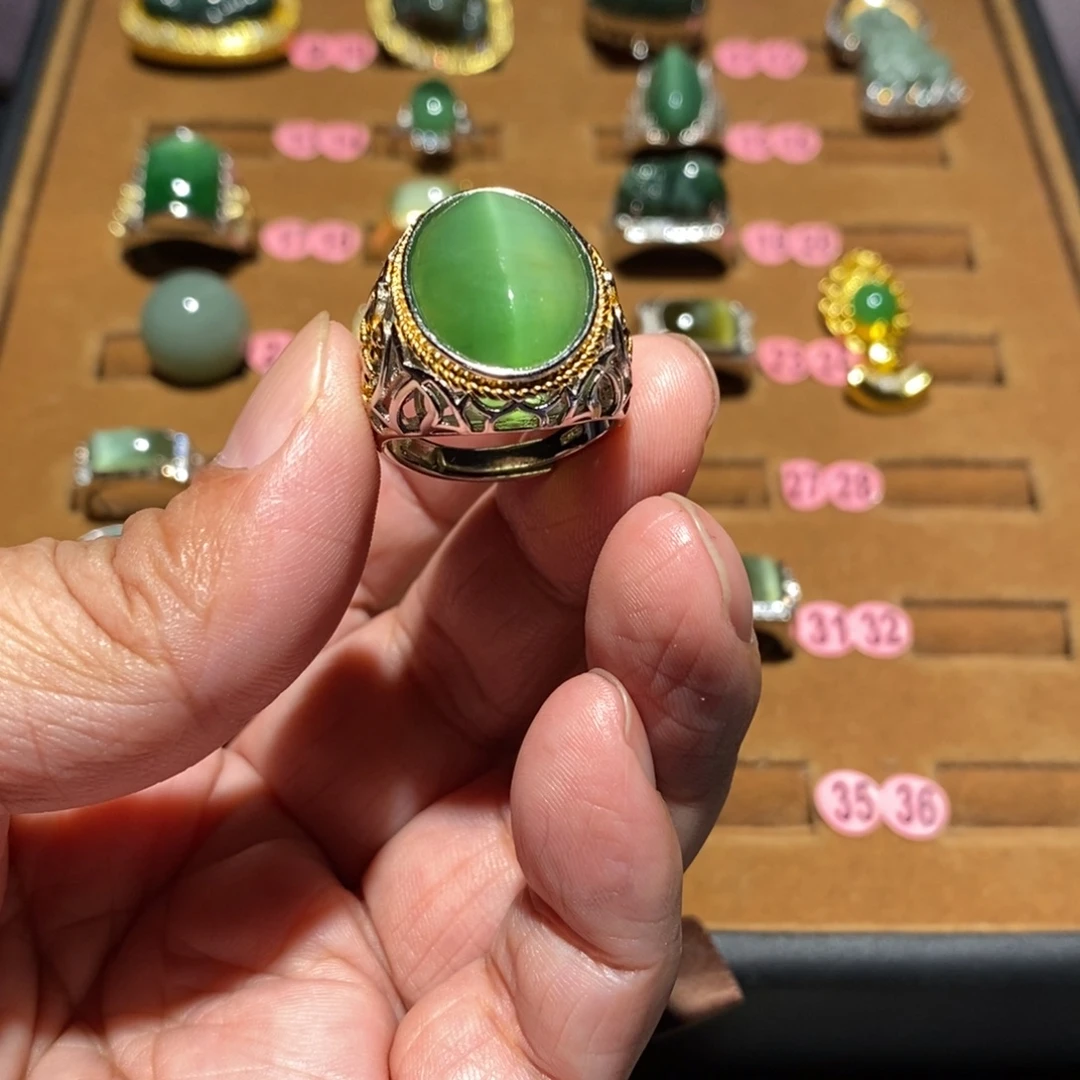 姜***儿和田玉银S925镶嵌戒指