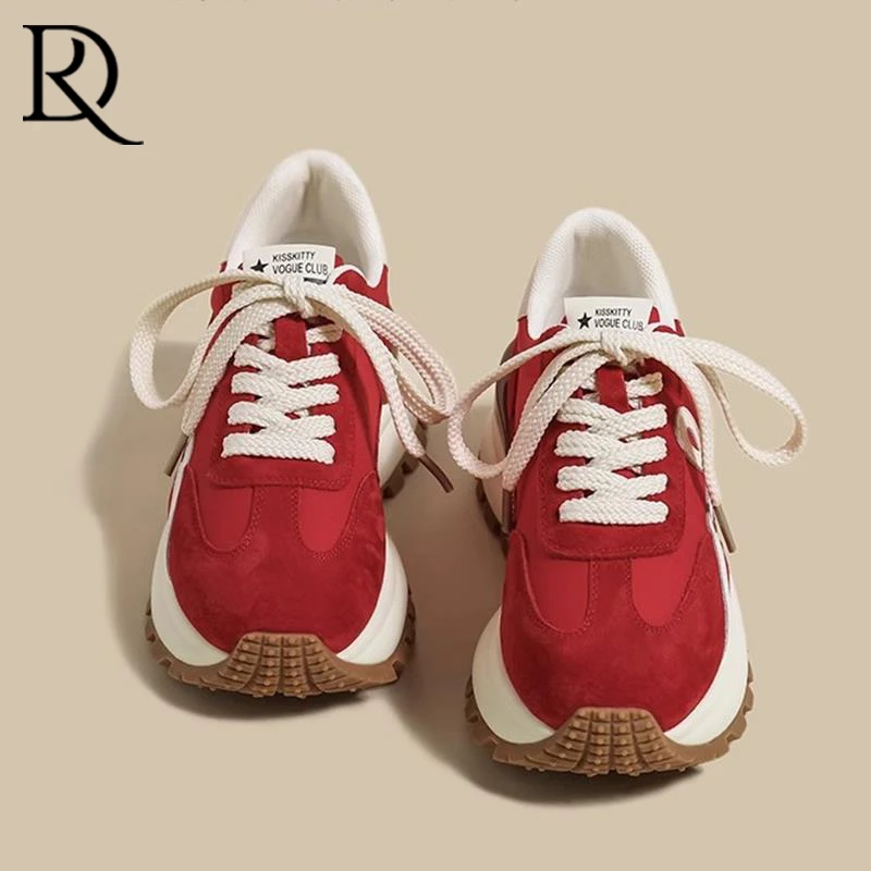 【DR官方正品】红色阿甘鞋女2025秋季新款本命年厚底运动老爹德训鞋