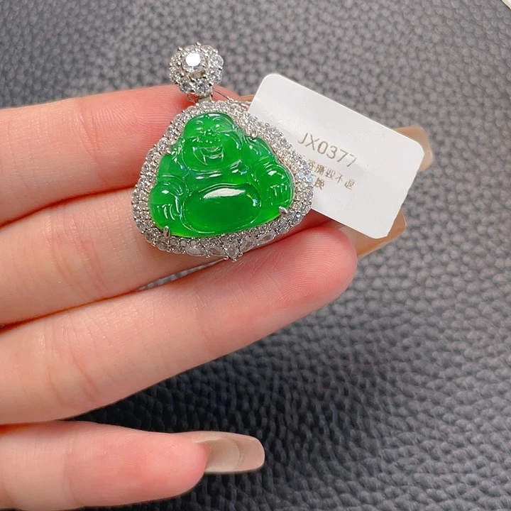翡翠银S925镶嵌吊坠(不含链)