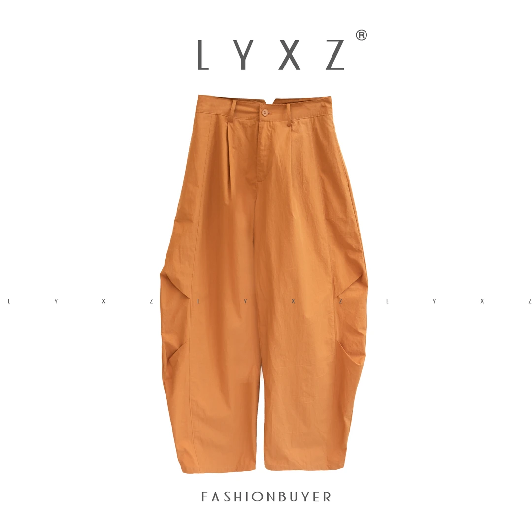 LYXZ夏季新款设计师显瘦休闲宽松百搭时尚裤腿褶皱休闲裤78604