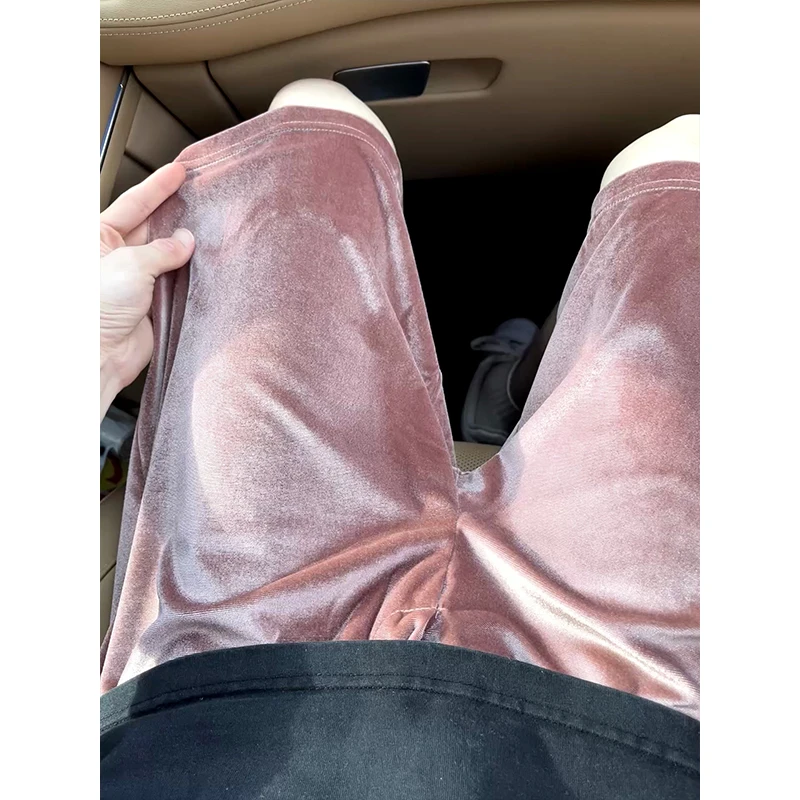金丝绒凉感短裤男夏季薄款痞帅高级感裤子垂感宽松休闲运动五分裤