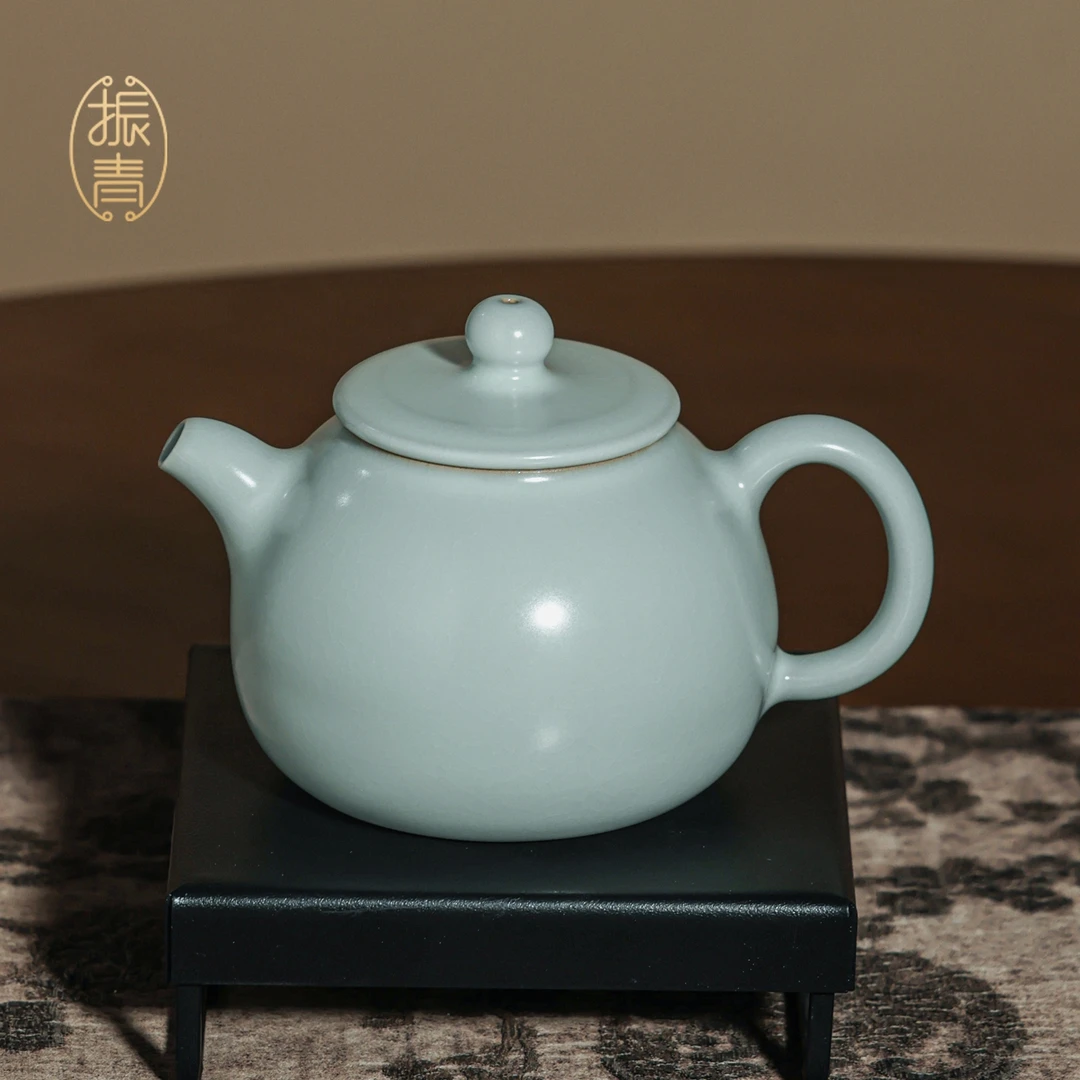 汝窑融天壶240ml原矿釉陶瓷家用功夫泡茶壶开片可养青瓷茶具礼品