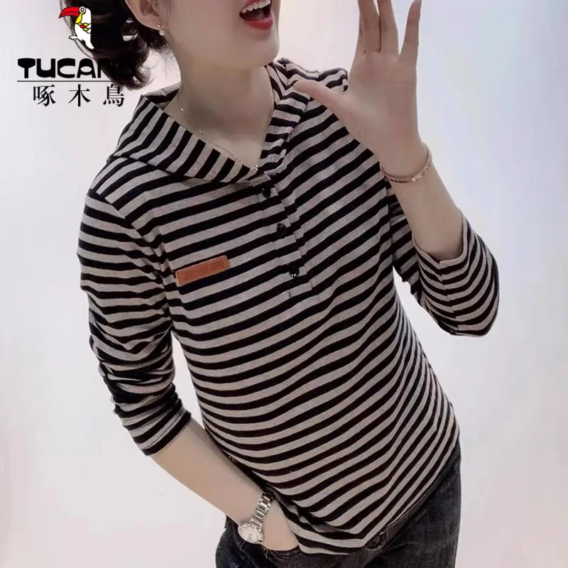 啄木鸟正品2025新款休闲简约通勤显瘦上衣中年妈妈秋季时尚百搭条