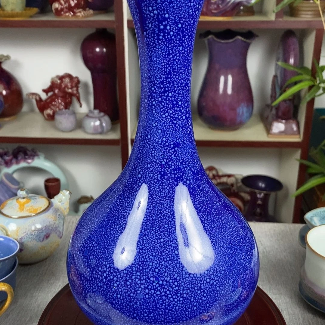 瓶钧瓷花瓶高温窑变鹅颈瓶