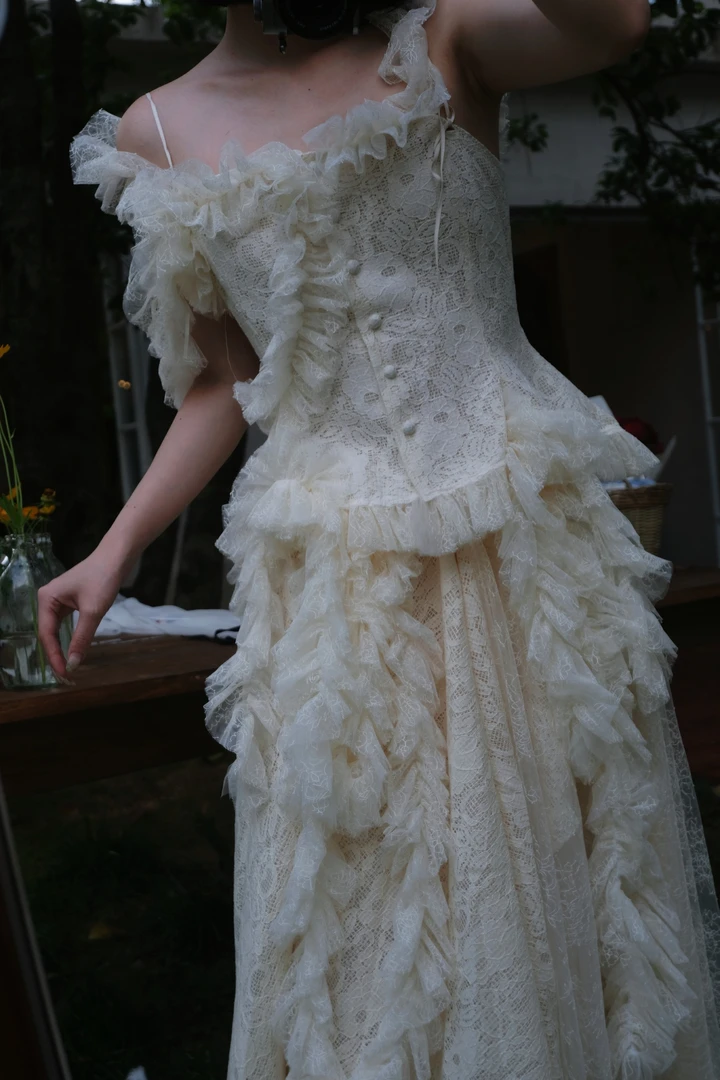 四時合序 设计感浮雕面料棉质蕾丝宫廷套装小众古典优雅