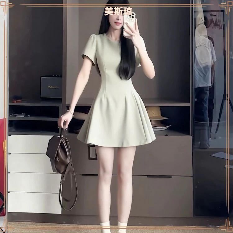 III短袖连衣裙女夏季2025新款气质薄料西装裙收腰显瘦字裙短裙II