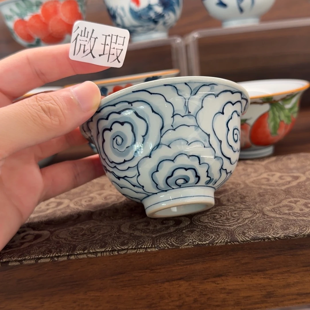 釉下手绘茶具微瑕