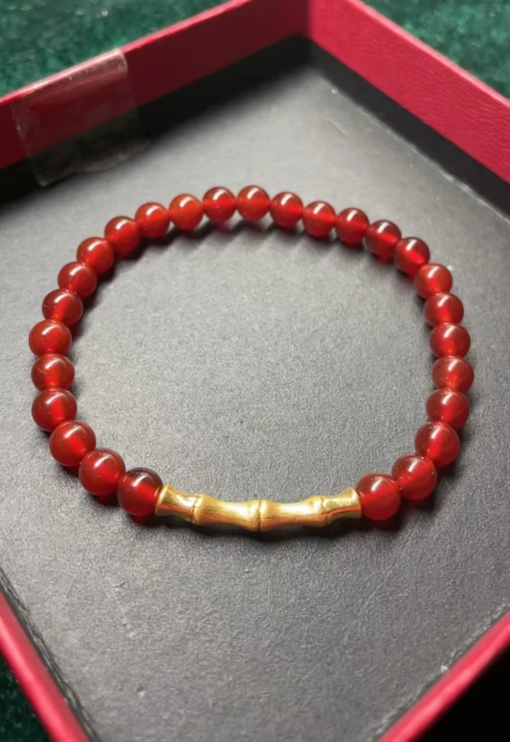 B(040）足金竹节（赠卡红玛 瑙/玉 髓）多样性发货