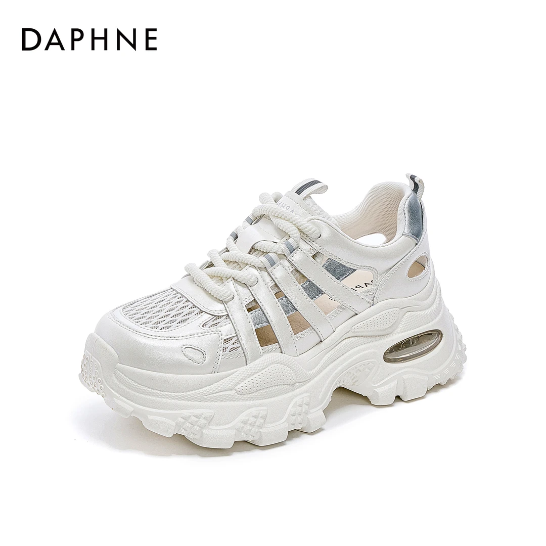 达芙妮厚底镂空老爹鞋女士2025夏季新款增高包头休闲洞洞运动凉鞋