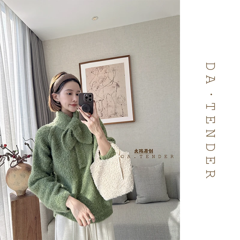 DA·Tender【绿野仙踪带围巾套头毛衣】厚实保暖韩系穿搭显白含羊毛