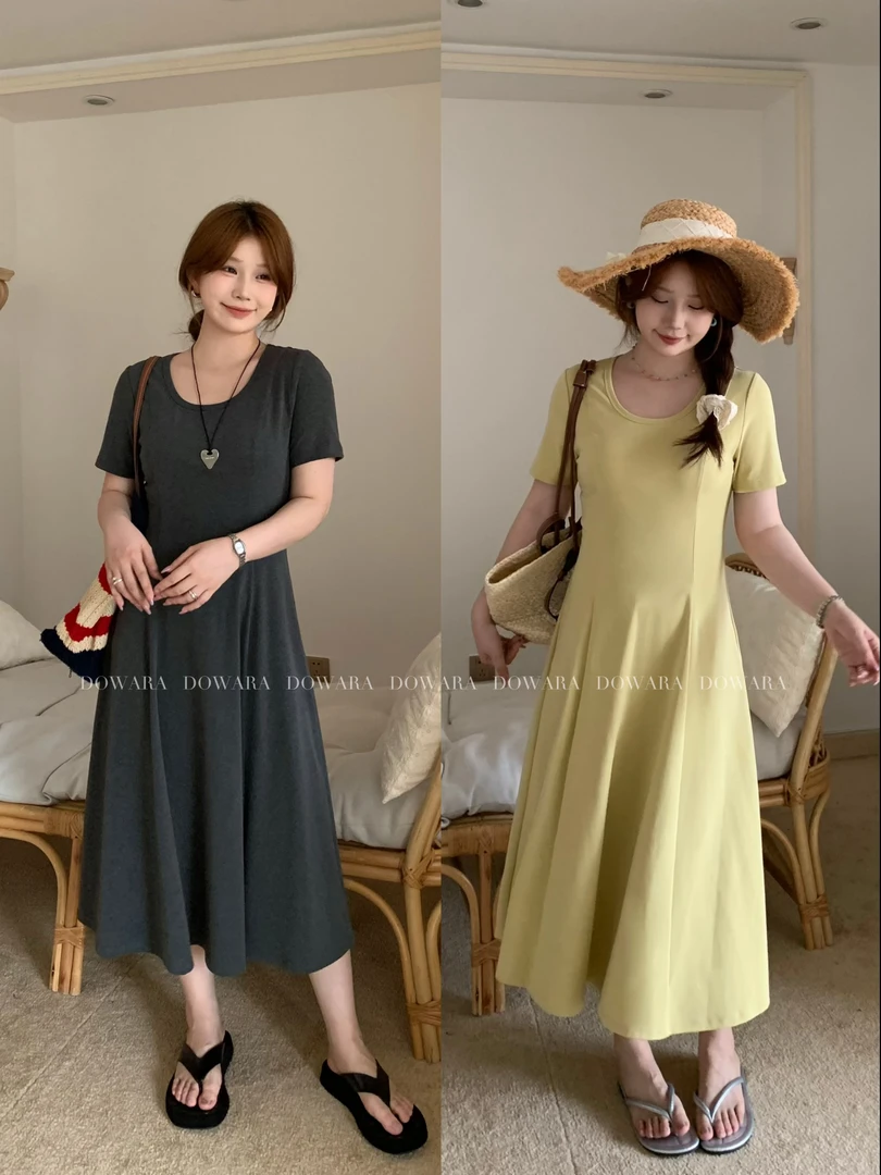 现货9136X大婉酱肉肉微胖定制【极简美院】设计感微收腰显瘦连衣裙