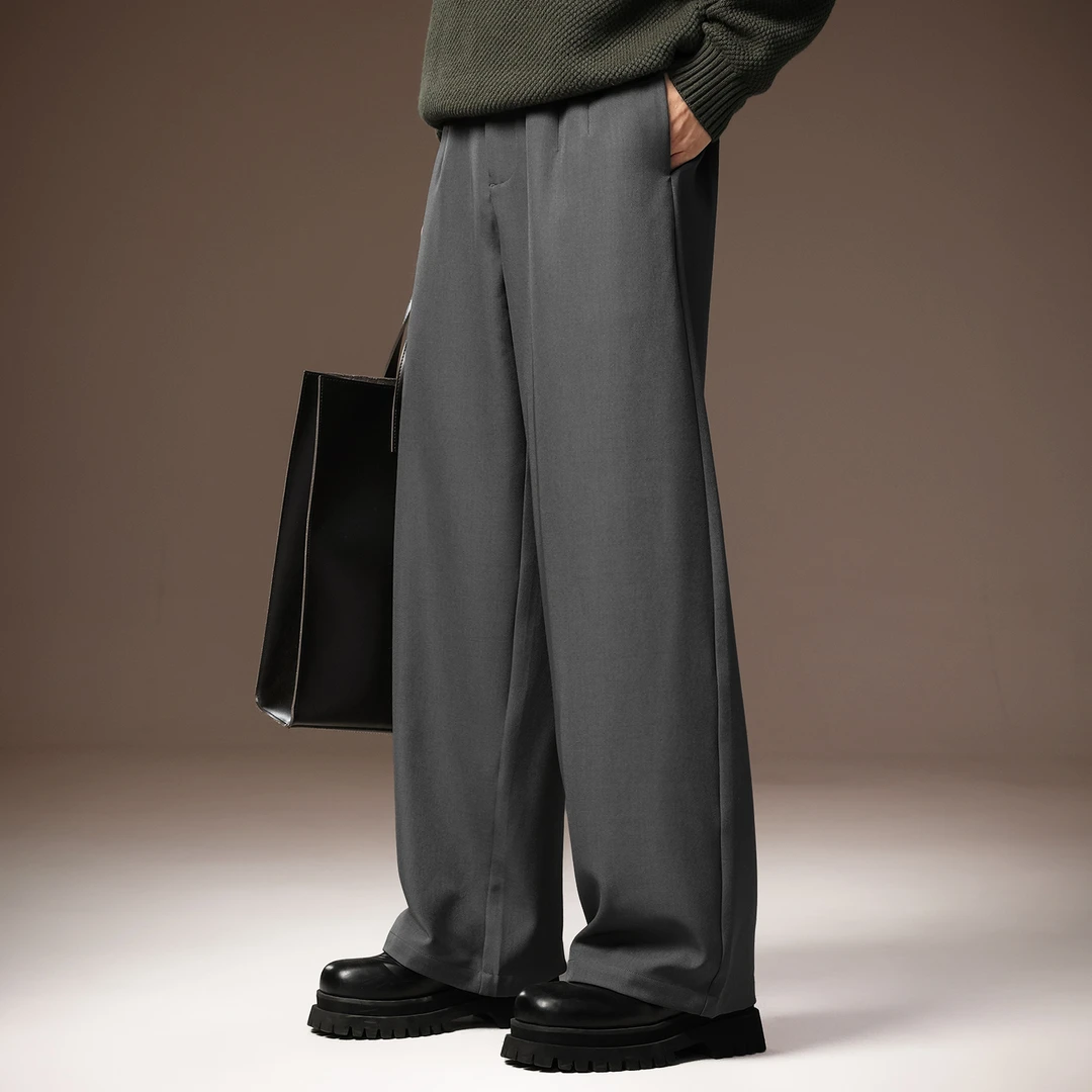 高级感垂感阔腿裤子男2025秋季新款西装裤宽松日系显瘦直筒休闲裤