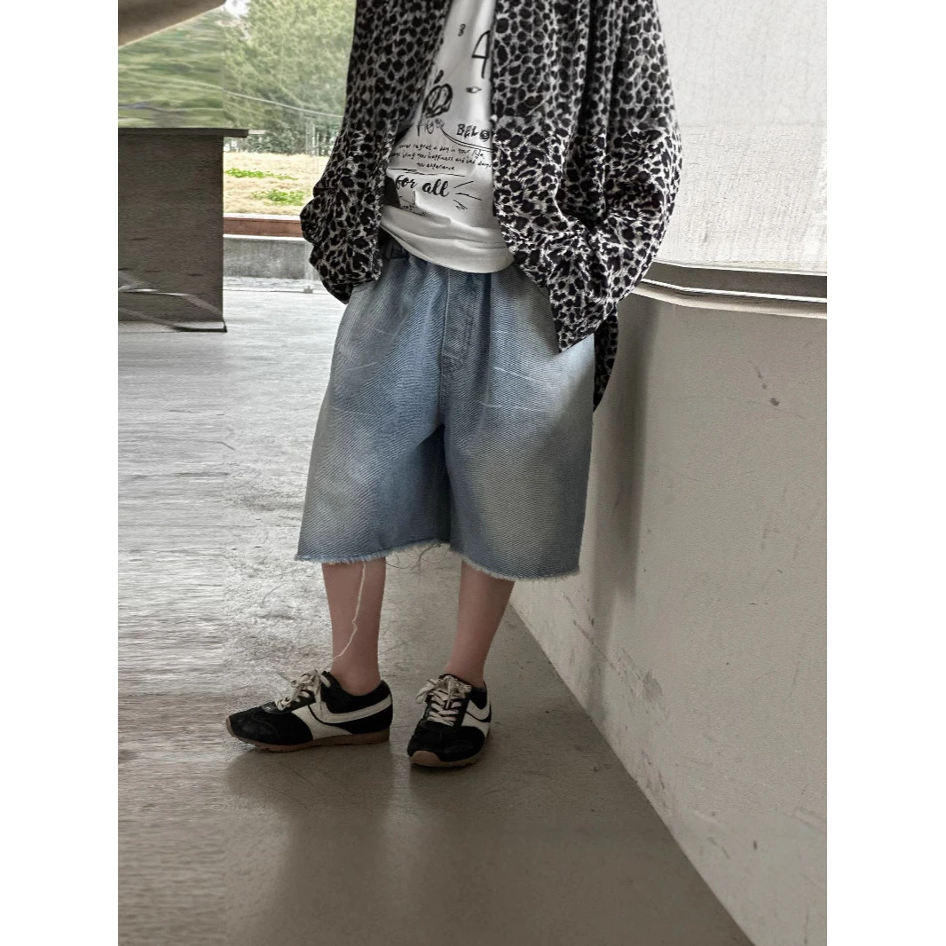 in 爱:qm男童夏装牛仔短裤儿童牛仔裤男孩休闲宽松五分裤25170