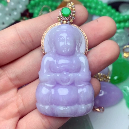 翡翠18K金镶嵌吊坠(不含链)