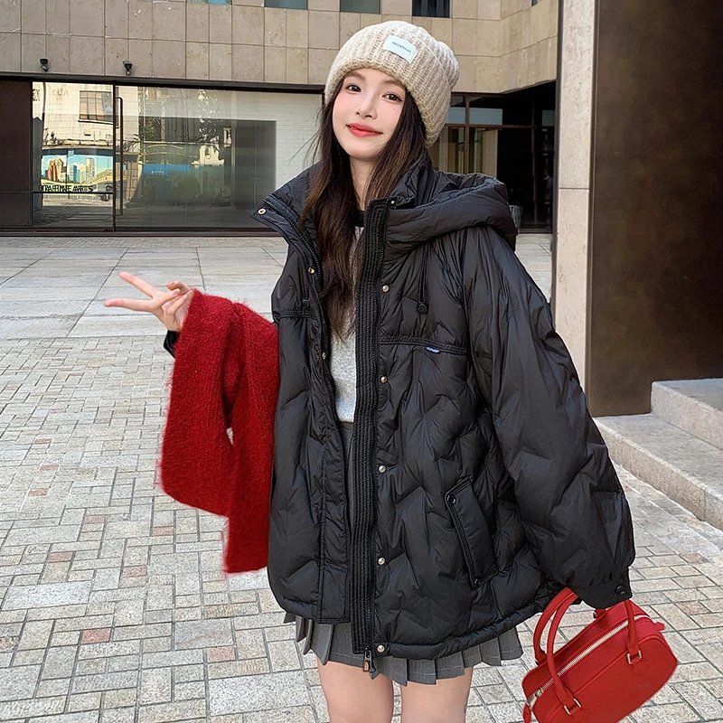 大码胖mm200斤巨显瘦羽绒服不臃肿轻薄加肥加大300斤学生连帽外套